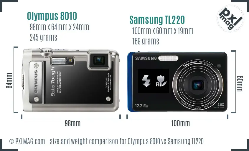 Olympus 8010 vs Samsung TL220 size comparison Olympus 8010 vs Samsung TL220 size comparison