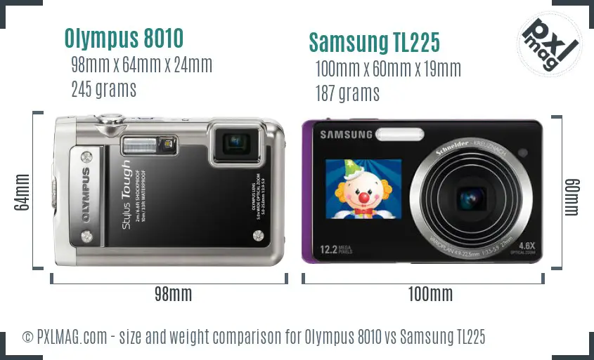 Olympus 8010 vs Samsung TL225 size comparison Olympus 8010 vs Samsung TL225 size comparison