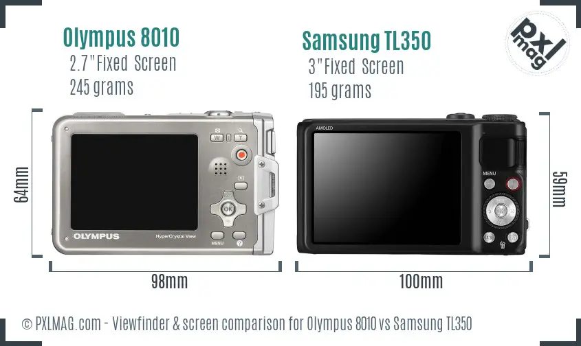 Olympus 8010 vs Samsung TL350 Screen and Viewfinder comparison