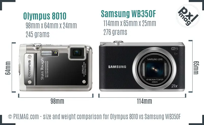 Olympus 8010 vs Samsung WB350F size comparison