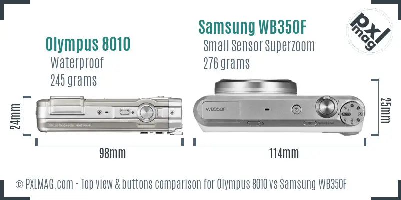 Olympus 8010 vs Samsung WB350F top view buttons comparison