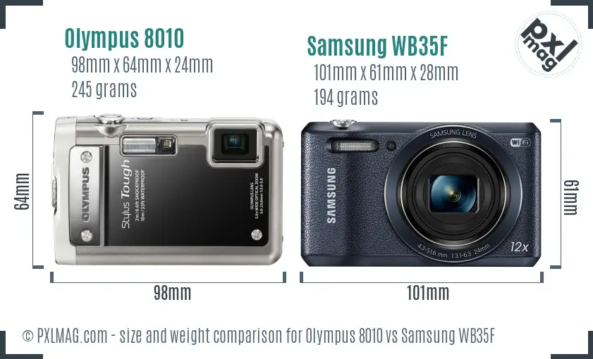 Olympus 8010 vs Samsung WB35F size comparison