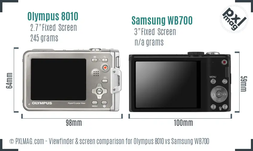 Olympus 8010 vs Samsung WB700 Screen and Viewfinder comparison Olympus 8010 vs Samsung WB700 Screen and Viewfinder comparison