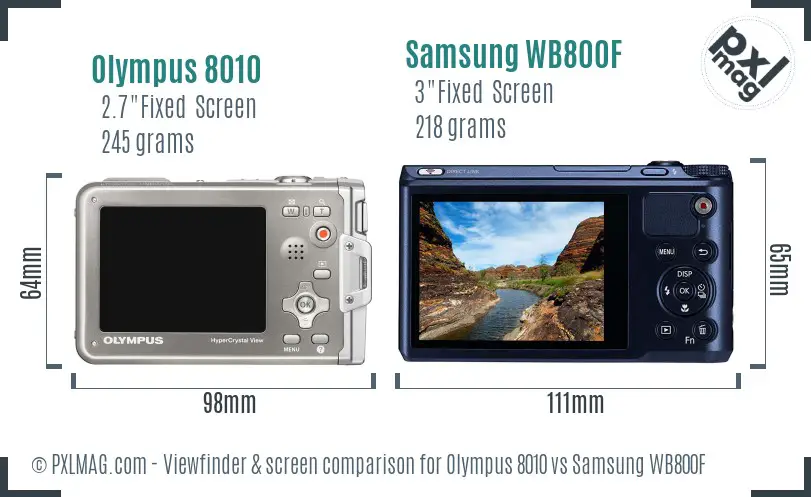 Olympus 8010 vs Samsung WB800F Screen and Viewfinder comparison Olympus 8010 vs Samsung WB800F Screen and Viewfinder comparison