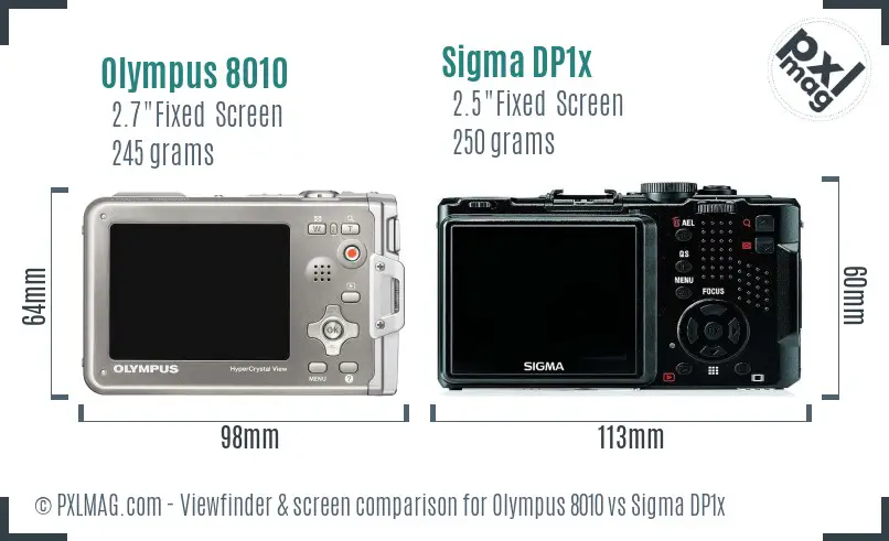 Olympus 8010 vs Sigma DP1x Screen and Viewfinder comparison