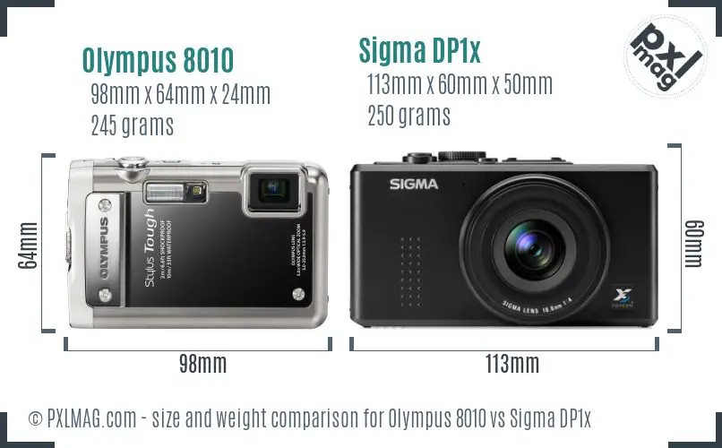 Olympus 8010 vs Sigma DP1x size comparison