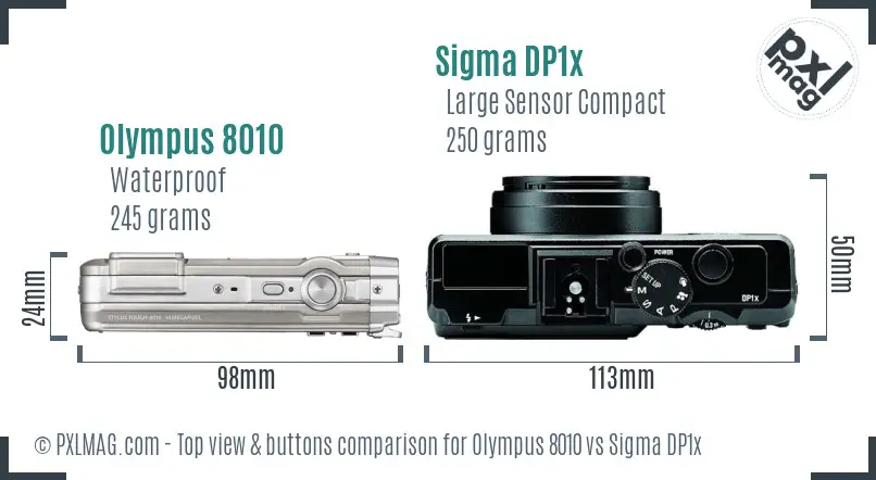 Olympus 8010 vs Sigma DP1x top view buttons comparison