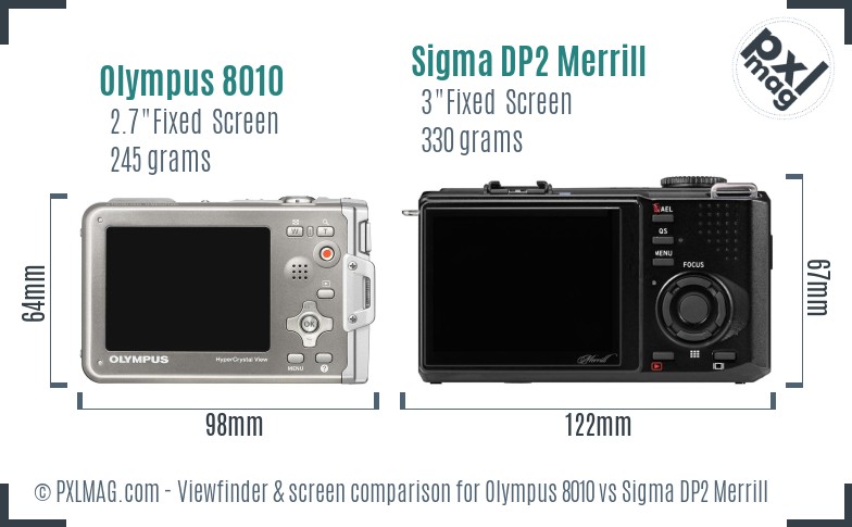 Olympus 8010 vs Sigma DP2 Merrill Screen and Viewfinder comparison
