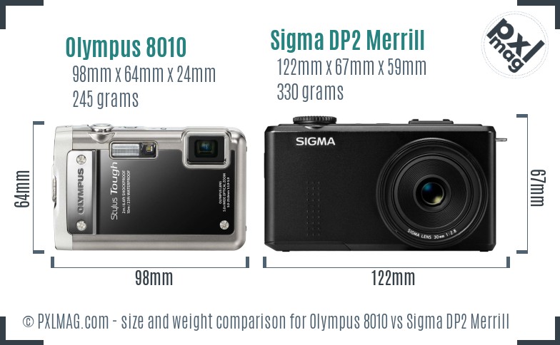 Olympus 8010 vs Sigma DP2 Merrill size comparison