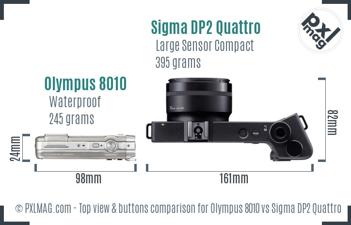 Olympus 8010 vs Sigma DP2 Quattro top view buttons comparison