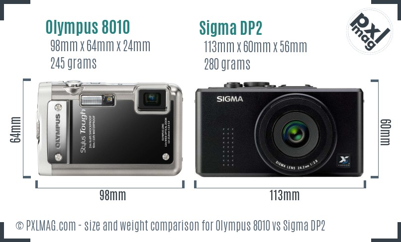 Olympus 8010 vs Sigma DP2 size comparison Olympus 8010 vs Sigma DP2 size comparison