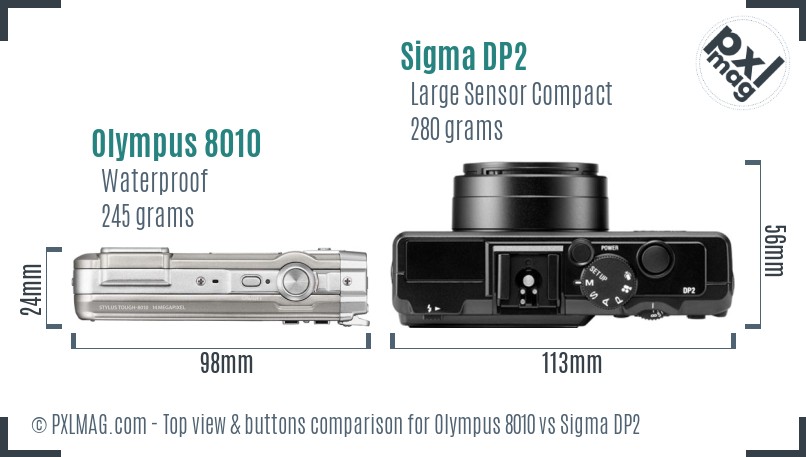 Olympus 8010 vs Sigma DP2 top view buttons comparison