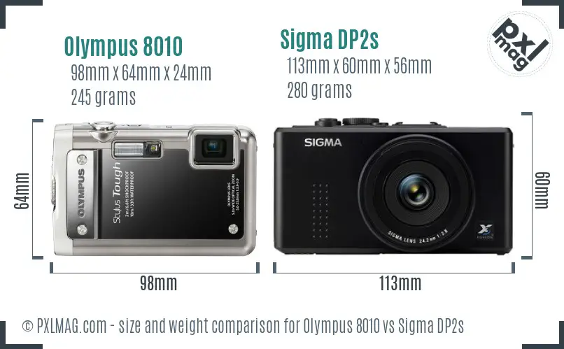 Olympus 8010 vs Sigma DP2s size comparison