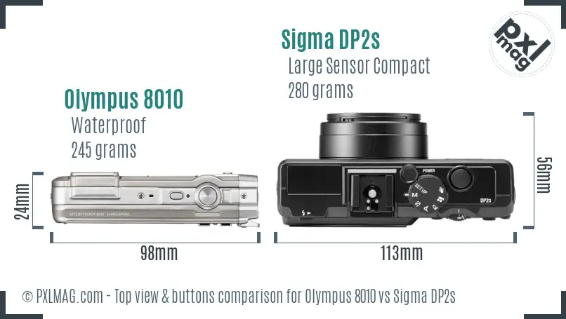 Olympus 8010 vs Sigma DP2s top view buttons comparison