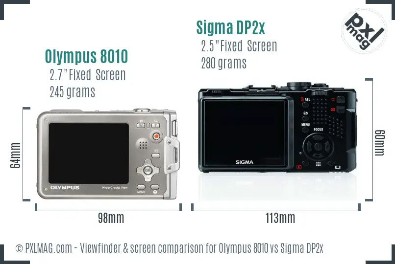 Olympus 8010 vs Sigma DP2x Screen and Viewfinder comparison