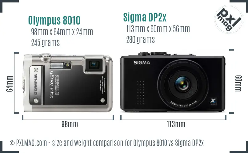 Olympus 8010 vs Sigma DP2x size comparison