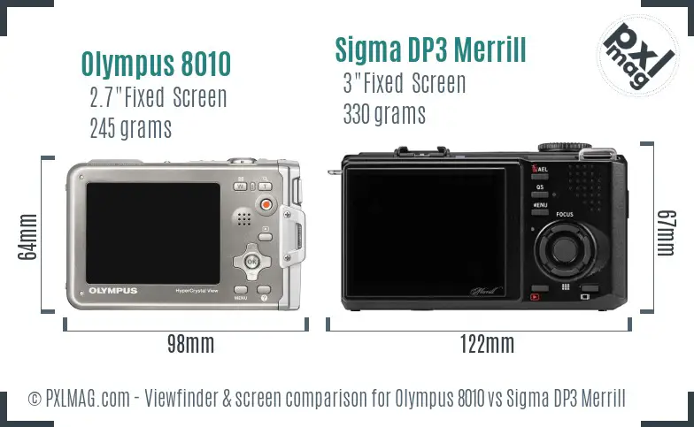 Olympus 8010 vs Sigma DP3 Merrill Screen and Viewfinder comparison Olympus 8010 vs Sigma DP3 Merrill Screen and Viewfinder comparison