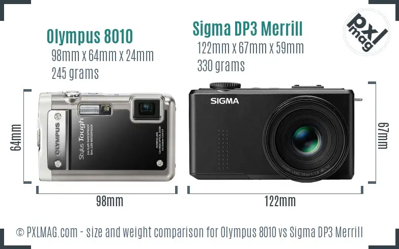 Olympus 8010 vs Sigma DP3 Merrill size comparison Olympus 8010 vs Sigma DP3 Merrill size comparison