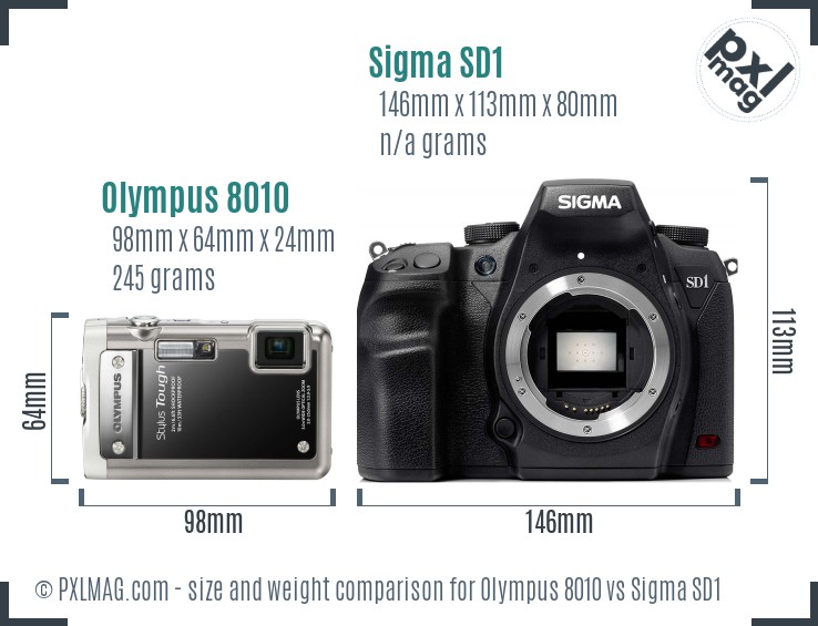 Olympus 8010 vs Sigma SD1 size comparison Olympus 8010 vs Sigma SD1 size comparison