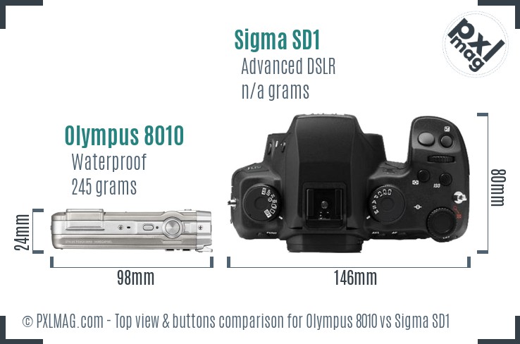 Olympus 8010 vs Sigma SD1 top view buttons comparison