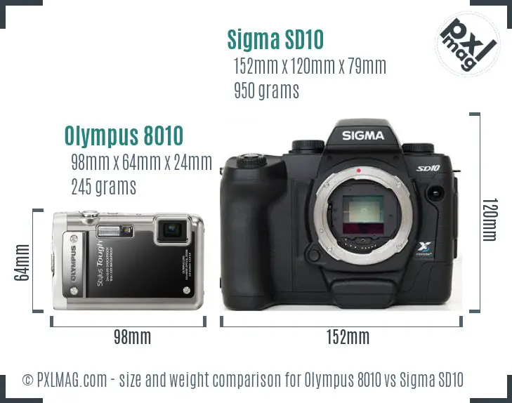 Olympus 8010 vs Sigma SD10 size comparison