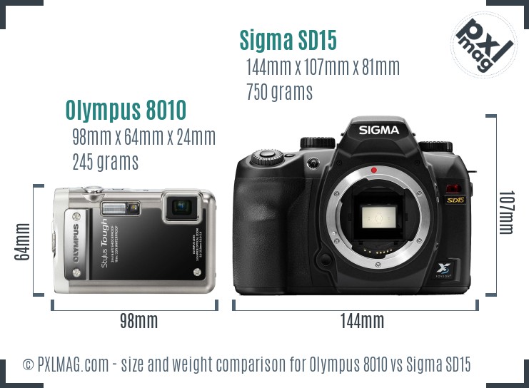 Olympus 8010 vs Sigma SD15 size comparison Olympus 8010 vs Sigma SD15 size comparison