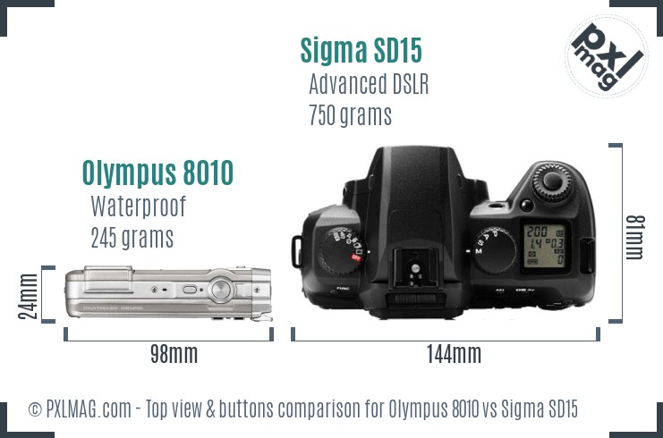 Olympus 8010 vs Sigma SD15 top view buttons comparison