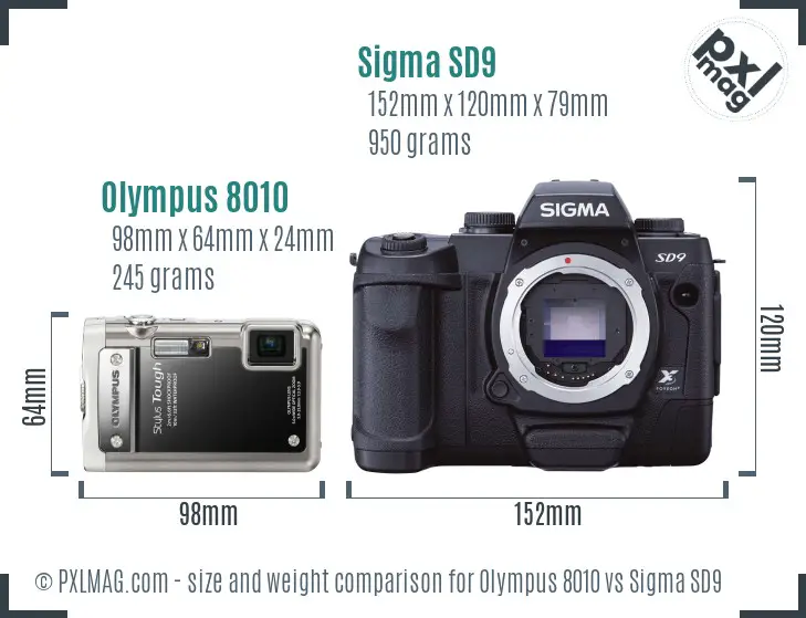 Olympus 8010 vs Sigma SD9 size comparison