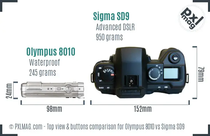 Olympus 8010 vs Sigma SD9 top view buttons comparison