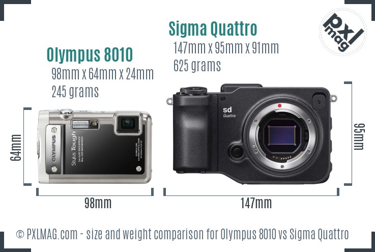 Olympus 8010 vs Sigma Quattro size comparison