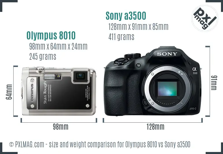 Olympus 8010 vs Sony a3500 size comparison Olympus 8010 vs Sony a3500 size comparison