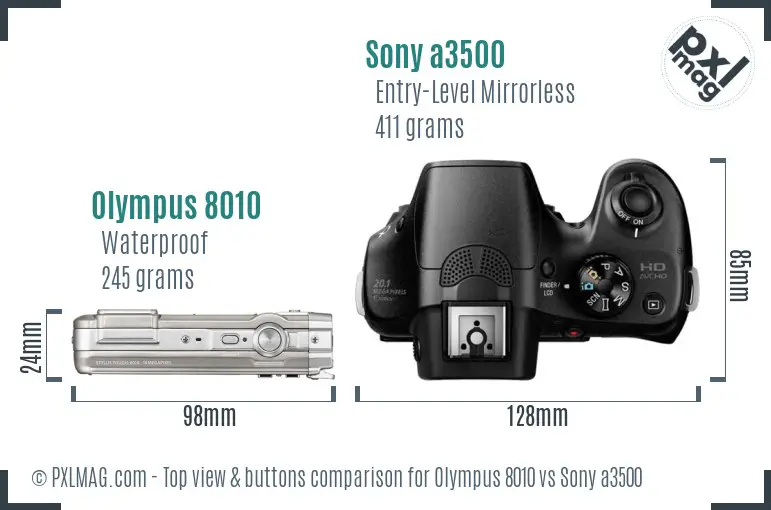 Olympus 8010 vs Sony a3500 top view buttons comparison Olympus 8010 vs Sony a3500 top view buttons comparison