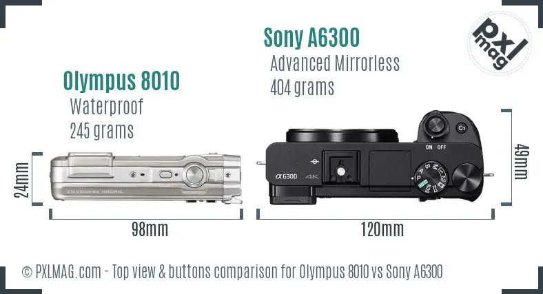 Olympus 8010 vs Sony A6300 top view buttons comparison