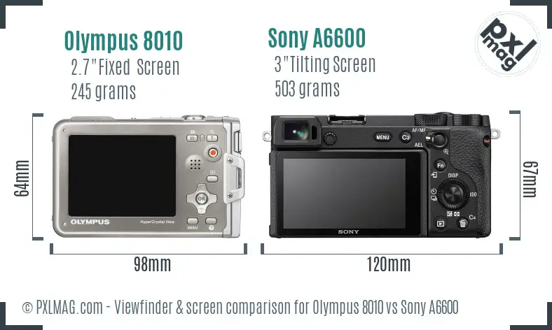 Olympus 8010 vs Sony A6600 Screen and Viewfinder comparison