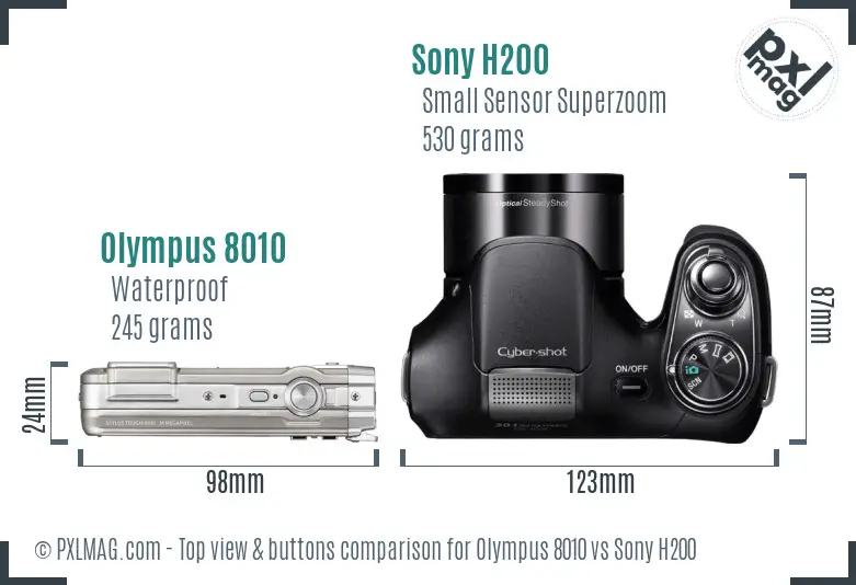 Olympus 8010 vs Sony H200 top view buttons comparison