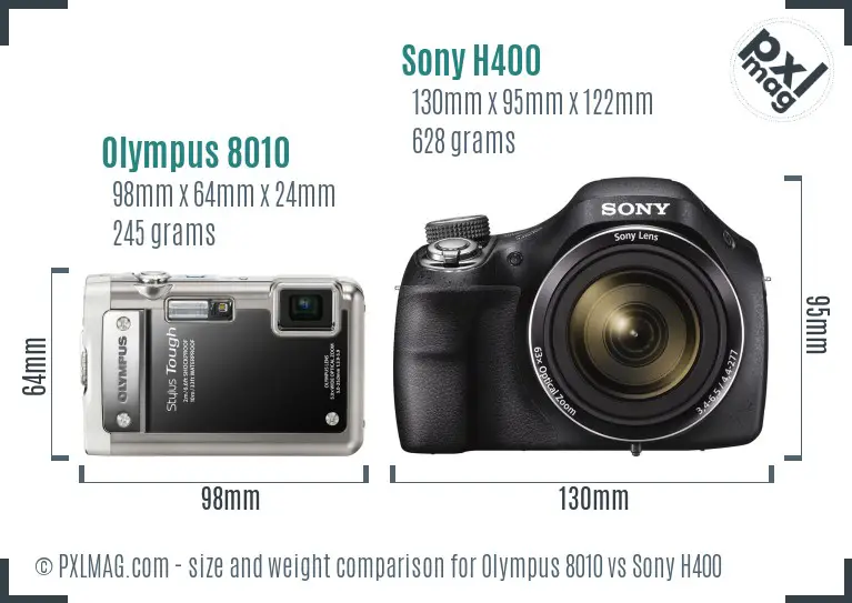 Olympus 8010 vs Sony H400 size comparison