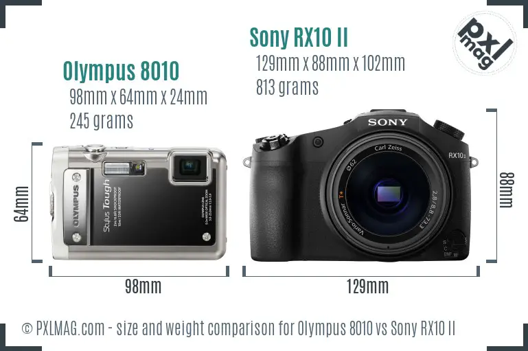 Olympus 8010 vs Sony RX10 II size comparison