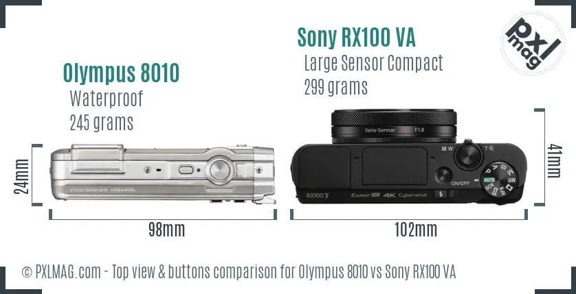 Olympus 8010 vs Sony RX100 VA top view buttons comparison