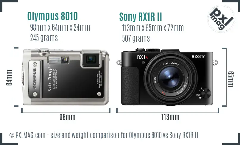 Olympus 8010 vs Sony RX1R II size comparison