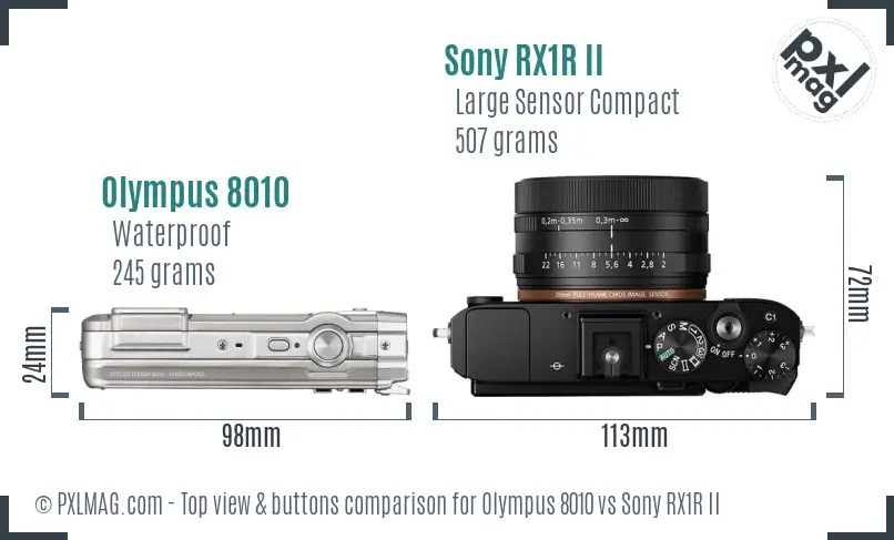 Olympus 8010 vs Sony RX1R II top view buttons comparison