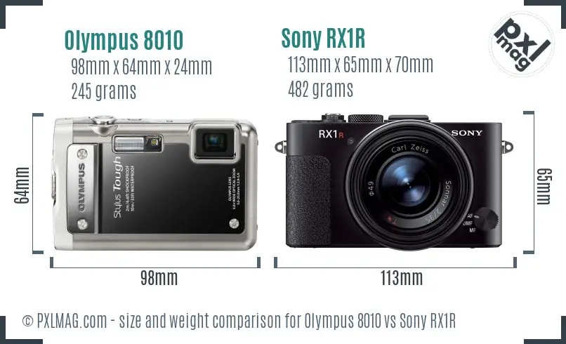 Olympus 8010 vs Sony RX1R size comparison