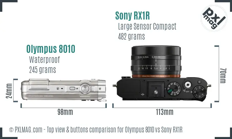 Olympus 8010 vs Sony RX1R top view buttons comparison