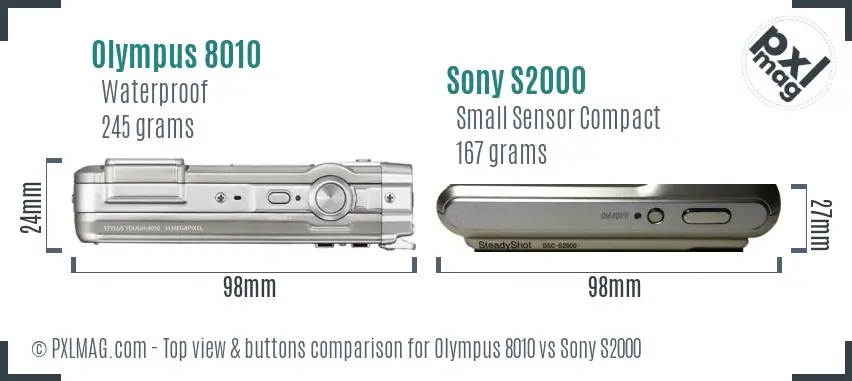 Olympus 8010 vs Sony S2000 top view buttons comparison