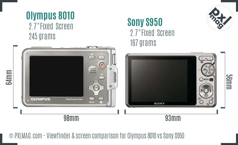 Olympus 8010 vs Sony S950 Screen and Viewfinder comparison
