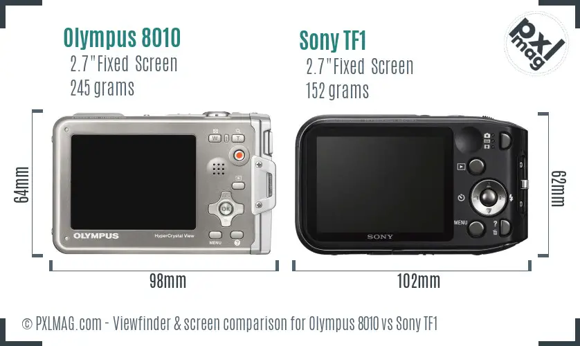 Olympus 8010 vs Sony TF1 Screen and Viewfinder comparison