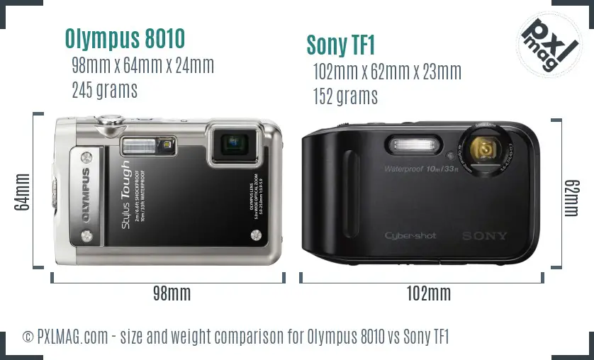 Olympus 8010 vs Sony TF1 size comparison