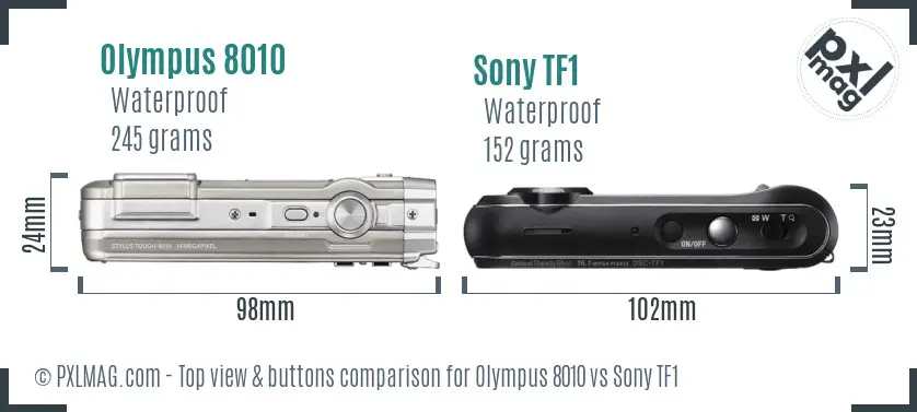 Olympus 8010 vs Sony TF1 top view buttons comparison