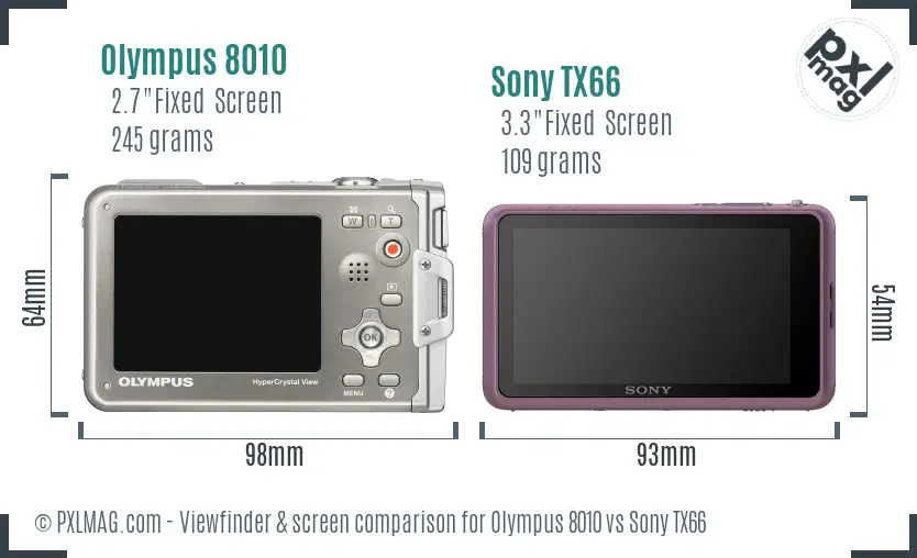 Olympus 8010 vs Sony TX66 Screen and Viewfinder comparison