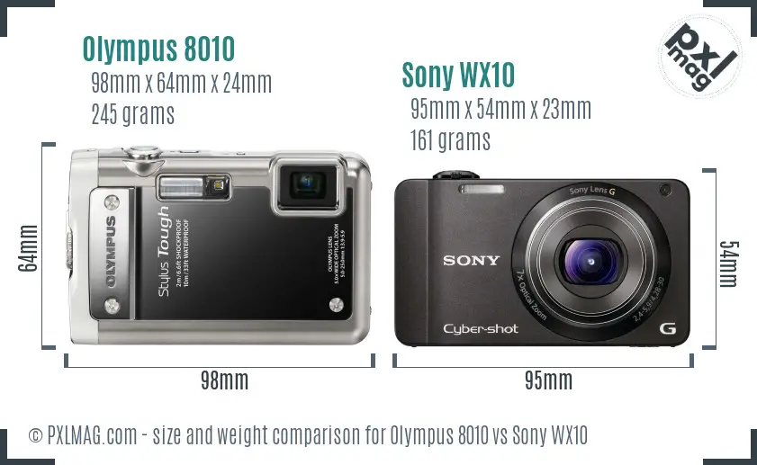 Olympus 8010 vs Sony WX10 size comparison