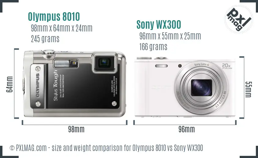 Olympus 8010 vs Sony WX300 size comparison